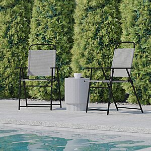 Flash Furniture Mystic Folding Patio Sling Chairs, Outdoor Textilene Lawn Chairs with Armrests, Set of 2, various colors, from $67.1