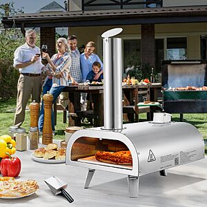 VEVOR Dual Fuel Pizza Oven Outdoor, 12 Inch Wood Fire & Propane Gas Pizza Oven, Pellet & Propane Pizza-Maker with Thermometer $127.8