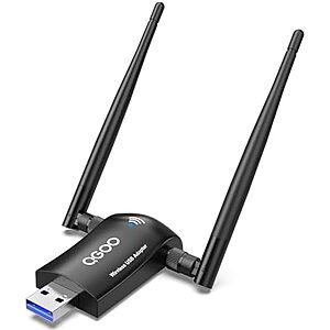[AC] $6.06* | QGOO AC1300 USB 3.0 Wi-Fi Network Adapter w/ Dual 5dBi Antennas (2.4GHz/5GHz) at Amazon
