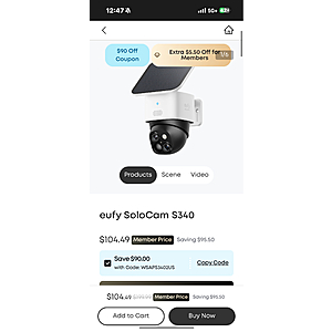 Eufy solo camS340 $104.49