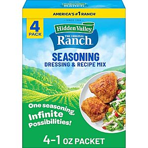[SnS, AC] $2.82* | 4-Ct 1-Oz Hidden Valley Original Ranch Seasoning Dressing & Recipe Mix at Amazon