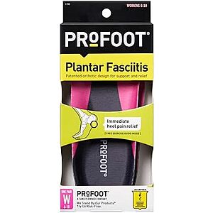 [AC] $6.99* | PROFOOT Plantar Fasciitis Orthotic Insoles for Women (Sizes 6-10) at Amazon