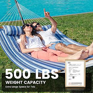 ANAGOO Double Hammock with Stand 500lbs Heavy Duty Outdoor Two Person, various colors $149.99