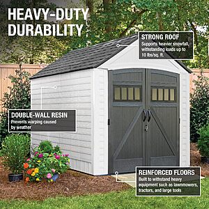 Rubbermaid Resin Outdoor Storage Shed, 7 x 10.5 Feet, White $1306.35
