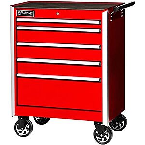 $632.35* | Williams Rollcab 5-Drawer Commercial Aluminum Tool Cabinet (Red) at Amazon