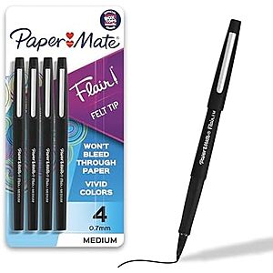 [AC] $7.48* | 2 × 4-Count Paper Mate Flair Felt Tip Pens (Medium Point 0.7mm Black) ($3.74 each) at Amazon