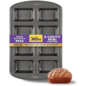 [AC] $11.09* | Wilton Gold Non-Stick Bakeware Mini Loaf, 15 x 10 x 1.6 Inch, 8 Cavity at Amazon