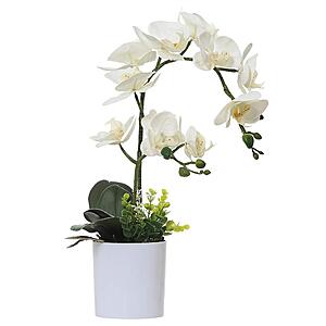 17" Olrla 2-Stem White Faux Butterfly Orchid Artificial Flower in Pot $14.27 + Free Shipping w/ Prime or on $35+