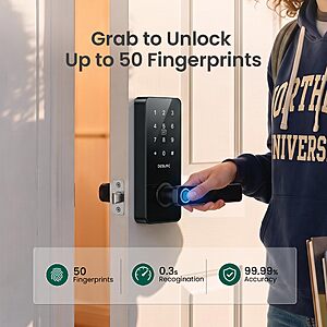 DESLOC Smart Handle Lock with Keypad, Fingerprint Knob for Front Door $59.99