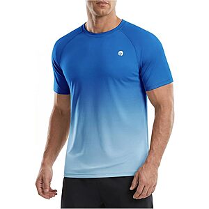 PINSPARK Workout Shirts for Men Short Sleeve UPF 50+ Quick Dry Gym T-Shirt $8.99
