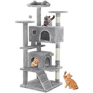 $35.87* | 54" Sweetcrispy Cat Tree Tower w/ Scratching Posts, Climbing Ramp & Condos at Amazon