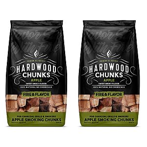 2 Pack Fire & Flavor Premium All Natural Smoking Wood Chunks, 4 Pounds, Sweet & Fruity for Use with Pork & Ribs, various styles, w/S&S +FS w/Prime, from $18.99