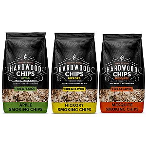 Fire & Flavor Premium All Natural Wood Chip Bundle for Smokers - 3 1.37 Lb Bags - Apple, Mesquite, Hickory $19.99