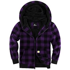 Amazon – Boys Sherpa-Lined Hooded Plaid Jacket - $14.99–$19.99 w/ Code