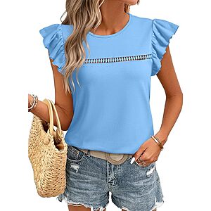 Amazon – JUSTFASHIONNOW Women's Ruffle Short-Sleeve Top - $3.99–$4.99 w/ Code