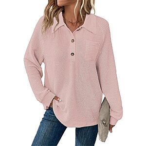 Amazon – Women's Waffle-Knit V-Neck Long-Sleeve Tunic - $6.99 w/ Code