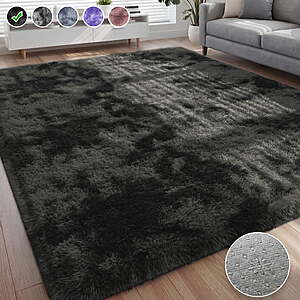 Nefoso Shag Area Rug, 8ft x 10ft Soft Fluffy Tie-Dye Area Rugs for Living Room Bedroom Decor Carpet, Black & Gray $37.89