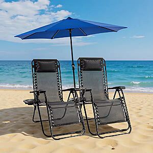 2-Pack JHK Zero Gravity Portable Recliner Camping Chair Black $39 + Free Shipping