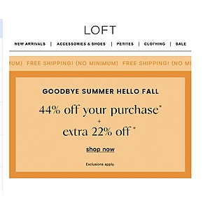Loft.com End of Summer Sale 44% Off plus extra 22% Off