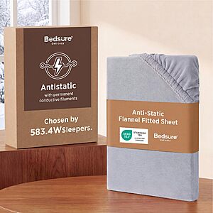 Prime: Bedsure Flannel Fitted Sheet Only, Velvet Bottom Sheet, Queen Size, Grey $17.49 + Free Shipping