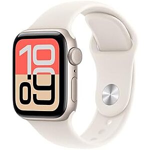 [Resale, AC] $146.96 | Apple Watch SE 3 [GPS 40mm] Smartwatch with Starlight Aluminum Case with Starlight Sport Band - S/M (Used - Like New) at Amazon