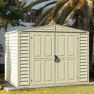 8' x 5.5' DuraMate Double Door Metal Reinforced  Plastic Vinyl Storage Shed w/ Foundation (Floor Not Included) $449 + Free Shipping