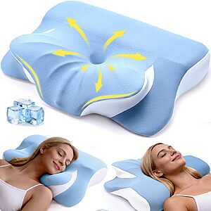 Ergonomic Cervical Pillow, Dual-Sided Neck & Shoulder Contour Support Pain Relief, Hollow Center Orthopedic Pillow, $18.99