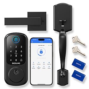 DESLOC B200 Smart Front Door Lock Handle Set, Fingerprint & App Control $62.99