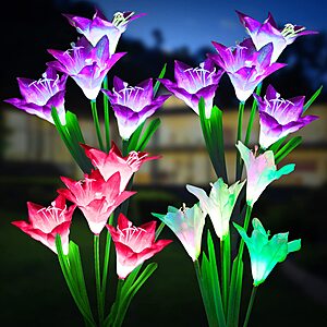 [Prime] 4-Pack Kooper 7-Color Changing Solar Lily Flower Garden Lights (IP65) $13.19 + Free Shipping