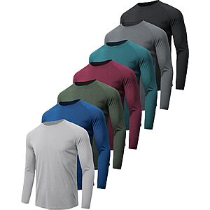 MLYENX 7 Pack Quick Dry Moisture Wicking Long Sleeve Shirts for Men $29.99