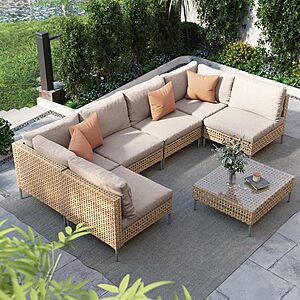 Grand patio 7-Piece Wicker Patio Furniture Set, Outdoor Sectional Sofa $300