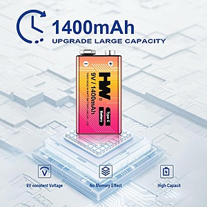 12 Pack HW 9 Volt Rechargeable Batteries, USB-C Lithium $32.40 + Free Shipping w/Prime or $35+
