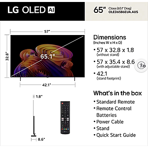 LG 65 Inch OLED B6E AI 4K Smart TV with 5-Year Coverage $1,000 + Free Shipoing