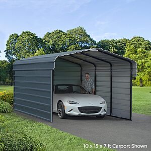 Arrow 10' x 20' x 9' All-Weather Galvanized Steel Carport with 3 Wall Kits, Multipurpose Heavy-Duty Outdoor Garage Carport Canopy, Charcoal $2730.29