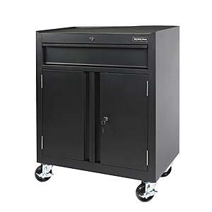 WORKPRO 28-inch 2-Shelf Rolling Garage Storage Cabinet, Lockable, Black - $139.65