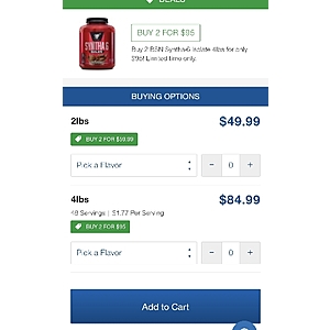 BSN Syntha-6 Isolate (2) 4lbs tubs for $95