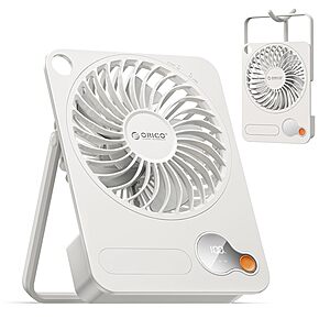 Orico 3600mAh Rechargeable Portable Fan w/ 3-Speeds & LED Display (White) $7.99 + Free Shipping w/ Prime or on $35+