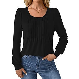 Amazon – GKBK Women's Pleated Long-Sleeve Tunic Tops - $5.49 w/ Code