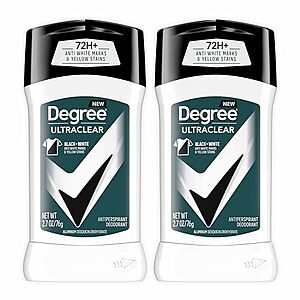 [SnS, AC] $3.99* | 2-Pk 2.7-Oz Degree Men's UltraClear Black+White Deodorants at Amazon
