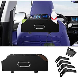 Auceli Headrest Car Seat Organizer w/ Cup Holders, Tissue Box & Phone Holder (Black) $7.79 + Free Shipping w/ Prime or on $35+