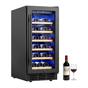 ICEVIVAL 15 Inch Wine Cooler Refrigerator, 28 Bottle Freestanding Wine Fridge with Compressor Cooling, Digital Temperature Control, UV Protected, $354.98