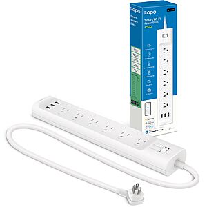 Tapo Smart Wi-Fi Power Strip $41.99 + 25% Back with Prime Visa — 6 Individually Controlled Outlets, 3 USB Ports, Matter & Energy Monitoring, Prime Shipping