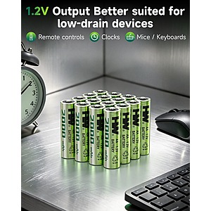 8 Pack HW AA NiMH Rechargeable Batteries 2000mAh | 1.2V | 1000 Cycles $6.90 + Free Shipping w/Prime or $35+