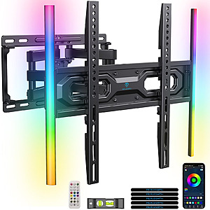 PERLESMITH Full Motion TV Wall Mount w/ RGB LED Light Bar for 32"-65" TVs $24.50 + Free Shipping w/ Walmart+ or on $35+