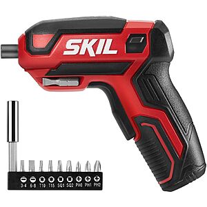 SKIL Rechargeable 4V Cordless Screwdriver w/ 9-Pc. Bit Set $18
