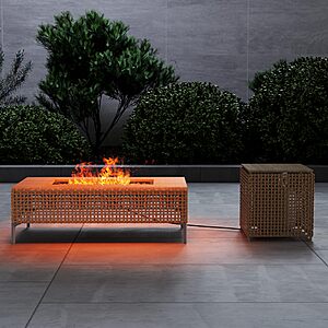 Grand patio 47" Propane Fire Pit Table, Wicker Storage Box, Outdoor $240 + Free Shipping