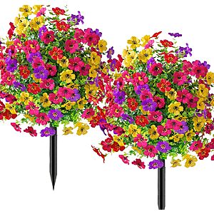 Artificial Mums Topiary Ball Flowers for Outdoors, Fake Plant for Garden $19.99
