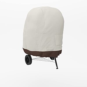 $16.18 Amazon Basics Waterproof Weather Resistant Kettle Grill Cover for Outdoor Charcoal Kettle BBQ, Durable Polyester Fabric, Secure Straps, 26.5 x 26.5 x 36 inches, Beige
