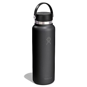 Hydro Flask Water Bottle - Insulated Stainless Steel - Wide Mouth Flex Lid, Non Spill, Leakproof and Refillable in 40 Oz Tonal Black $37.49