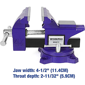 WORKPRO Bench Vise 4-1/2" Vice for Workbench, Swivel Base, $37.51, free shipping, ebay $37.49